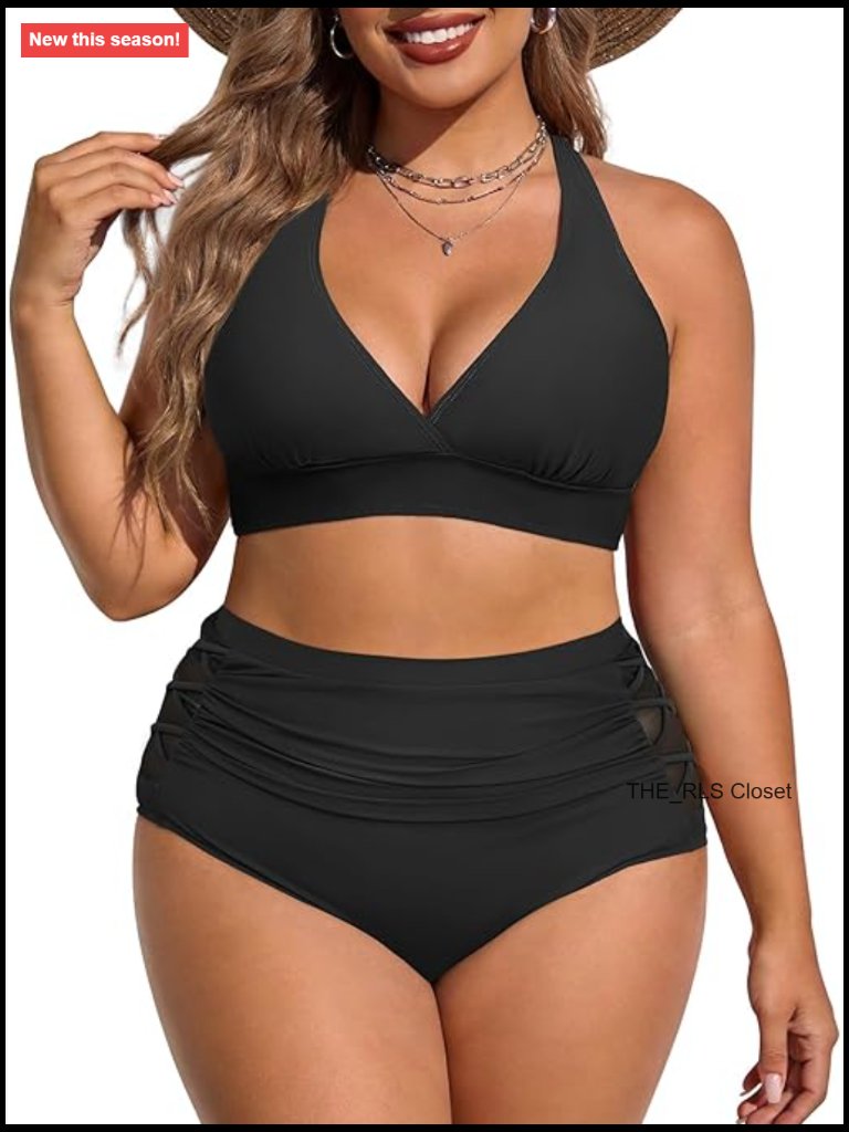 High Waisted Tummy Control Bikini Set - Plus Size 2 Piece Swimsuits